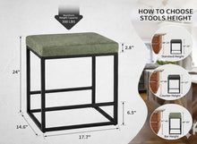 2PCS Square Bar Stool Set – 24" Counter & Bar Height, PU Leather Cushion, Heavy-Duty Steel Frame, Footrest & Non-Slip Feet for Kitchen Island, Bar & Dining