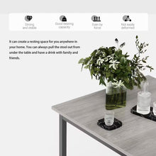 3-Piece Bar Table Set with 2 Bar Stools, Space-Saving Grey Wood Top & Metal Frame, Modern Kitchen, Condo, Apartment Dining & Home Bar Set