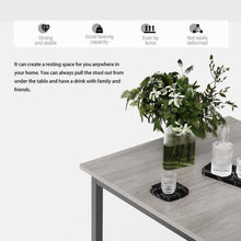 3-Piece Bar Table Set with 2 Bar Stools, Space-Saving Grey Wood Top & Metal Frame, Modern Kitchen, Condo, Apartment Dining & Home Bar Set