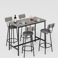 5-Piece Bar Table Set with 4 PU Padded Bar Stools, Backrests, Sturdy Steel Frame, Space-Saving Modern Dining & Home Bar Set for Kitchen & Apartment