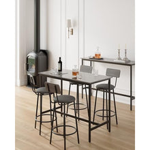 5-Piece Bar Table Set with 4 PU Padded Bar Stools, Backrests, Sturdy Steel Frame, Space-Saving Modern Dining & Home Bar Set for Kitchen & Apartment