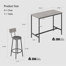 5-Piece Bar Table Set with 4 PU Padded Bar Stools, Backrests, Sturdy Steel Frame, Space-Saving Modern Dining & Home Bar Set for Kitchen & Apartment