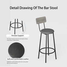 5-Piece Bar Table Set with 4 PU Padded Bar Stools, Backrests, Sturdy Steel Frame, Space-Saving Modern Dining & Home Bar Set for Kitchen & Apartment