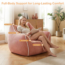 Oversized Pink Corduroy Bean Bag Chair with Foam Filling and Armrests - image 3