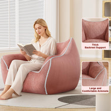 Oversized Pink Corduroy Bean Bag Chair with Foam Filling and Armrests - image 5