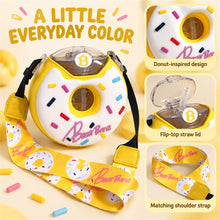 Kids Donut Water Bottle, 380 mL Straw Cup with Adjustable Strap, Yellow - image 2
