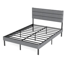 Twin Upholstered Bed Frame with Fabric Headboard, Heavy-Duty Metal Slat Support, 14” Underbed Storage, No Box Spring Needed, Modern Platform Bed
