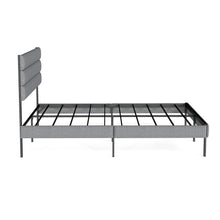 Twin Upholstered Bed Frame with Fabric Headboard, Heavy-Duty Metal Slat Support, 14” Underbed Storage, No Box Spring Needed, Modern Platform Bed