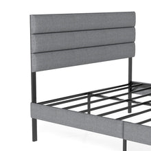 Twin Upholstered Bed Frame with Fabric Headboard, Heavy-Duty Metal Slat Support, 14” Underbed Storage, No Box Spring Needed, Modern Platform Bed