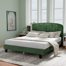 Upholstered Velvet Platform Bed with Adjustable Headboard, Wood Slat Support, No Box Spring Needed