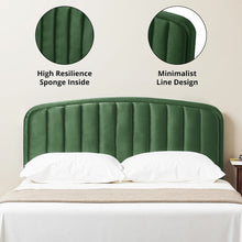 Modern Velvet Queen Bed Frame with Adjustable Headboard – Green