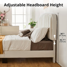 Modern Velvet Queen Bed Frame with Adjustable Headboard – White