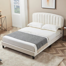 Modern Velvet Queen Bed Frame with Adjustable Headboard – White