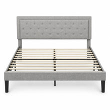 Queen Bed Frame, Grey Tufted Upholstered Platform Bed