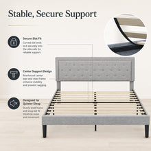Queen Bed Frame, Grey Tufted Upholstered Platform Bed