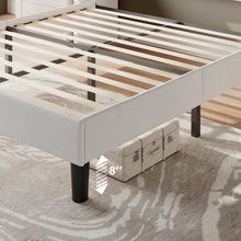 Queen Upholstered Bed Frame with Wingback Headboard, Storage Shelf & AC/USB Charging Station, Wood Slat Support, No Box Spring Needed, Beige