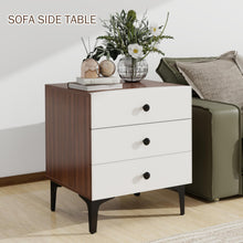 3-Drawer Nightstand with Charging Station – Wood Bedside Table with Leather-Style Fronts, AC Outlet + USB + Type-C, Modern End Table for Bedroom & Living Room