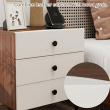 3-Drawer Nightstand with Charging Station – Wood Bedside Table with Leather-Style Fronts, AC Outlet + USB + Type-C, Modern End Table for Bedroom & Living Room