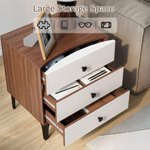 3-Drawer Nightstand with Charging Station – Wood Bedside Table with Leather-Style Fronts, AC Outlet + USB + Type-C, Modern End Table for Bedroom & Living Room