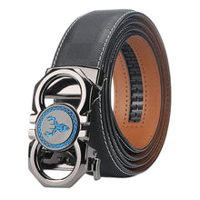 Men’s Ratchet Dress Belt with Automatic Buckle, Cut-to-Fit Adjustable Track Belt, Black with Deer Accent Buckle, 3.5 cm Width, Formal Business Casual