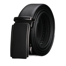 Men’s Ratchet Belt – Top Layer Cowhide Leather, Adjustable Slide Buckle, Trim-to-Fit, 1.38” Wide, Black/Silver