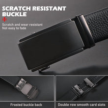 Men’s Ratchet Belt – Top Layer Cowhide Leather, Adjustable Slide Buckle, Trim-to-Fit, 1.38” Wide, Black/Silver