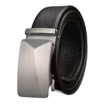 Men's Ratchet Belt, Automatic Slide Buckle Dress Belt, 3.5cm Width Adjustable Cut-to-Fit Waist Belt, Black/Brown Holeless Business Casual Belt, Daily Wear Gift for Men, Model DTL46