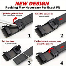 Men's Ratchet Belt, Automatic Slide Buckle Dress Belt, 3.5cm Width Adjustable Cut-to-Fit Waist Belt, Black/Brown Holeless Business Casual Belt, Daily Wear Gift for Men, Model DTL46
