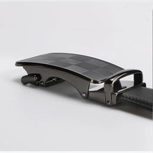 Men’s Ratchet Dress Belt – Adjustable Leather with Plaid Auto-Lock Buckle, Trim-to-Fit, 1.38” Wide, Black