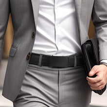Zitahli Ratchet Belt for Men – Leather Automatic Buckle with Hidden Tail, Micro-Adjustable 1/4” Fit, Cut-to-Fit Dress & Casual Belt for Jeans, Work & Business