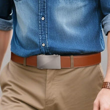 Men’s Ratchet Leather Belt with Automatic Buckle, Micro-Adjustable 1/4” Fit, Hidden Tail Design – Cut-to-Fit Casual & Dress Belt for Jeans, Business & Work