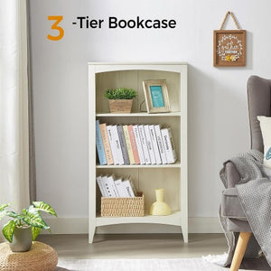 3 Tier Wooden Bookcase, 109 cm H Open Display Bookshelf with Storage Shelves for Home, Bedroom, Office