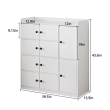 Bathroom Storage Cabinet Freestanding Floor Organizer with 8 Doors & Shelves, Waterproof P2 MDF, Modern White Cupboard for Bathroom, Entryway & Living Room
