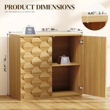 Sideboard Storage Cabinet with 3D Hexagon Doors, Soft-Close Hinges & Handleless Push-Open, Thickened Top 31.5” Buffet Cabinet Modern Dining & Living Room