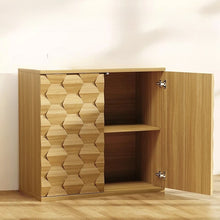 Sideboard Storage Cabinet with 3D Hexagon Doors, Soft-Close Hinges & Handleless Push-Open, Thickened Top 31.5” Buffet Cabinet Modern Dining & Living Room