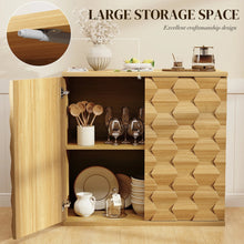 Sideboard Storage Cabinet with 3D Hexagon Doors, Soft-Close Hinges & Handleless Push-Open, Thickened Top 31.5” Buffet Cabinet Modern Dining & Living Room