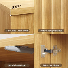 Sideboard Storage Cabinet with Fluted Doors, Soft-Close Hinges & Handleless Push-Open, Thickened Top 31.5” Buffet Credenza Modern Dining & Living Room