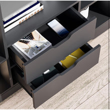 Modern Black Bookshelf with Drawers & Adjustable Shelves – 47" Tall Storage Cabinet for Living Room & Office
