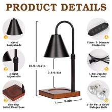 Candle Warmer Lamp with Timer, Dimmer and Adjustable Height, Black - image 2