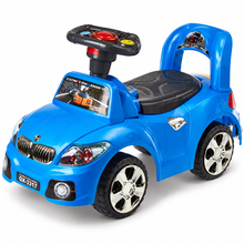 Blue kids foot-to-floor ride-on push car with steering wheel