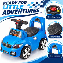 Blue kids foot-to-floor ride-on push car with steering wheel - image 2