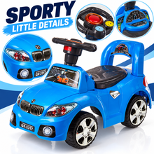 Blue kids foot-to-floor ride-on push car with steering wheel - image 6
