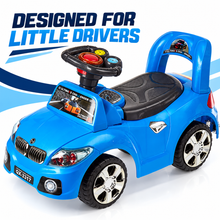 Blue kids foot-to-floor ride-on push car with steering wheel - image 7