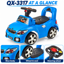 Blue kids foot-to-floor ride-on push car with steering wheel - image 8
