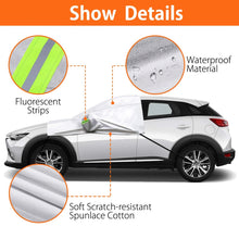 Car Windshield Snow Cover, Waterproof Sun Shade Half Car Cover with Hooks, Straps for Sedans, SUVs, Vans, Trucks 245 x 196 x 166 cm - X0029VX16T -