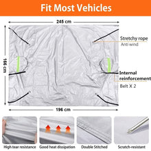 Car Windshield Snow Cover, Waterproof Sun Shade Half Car Cover with Hooks, Straps for Sedans, SUVs, Vans, Trucks 245 x 196 x 166 cm - X0029VX16T -