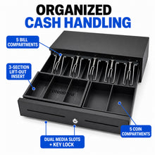 Cash Drawer for POS System, 5 Bill/5 Coin, RJ11-Style, Black - image 2