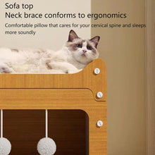 Double-Layer Cat House with Scratching Surface and Plush Balls, Multi-Level Cat Condo Bed, Durable Corrugated Paper Cat Furniture for Indoor Cats, 48×24×54 cm