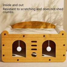 Double-Layer Cat House with Scratching Surface and Plush Balls, Multi-Level Cat Condo Bed, Durable Corrugated Paper Cat Furniture for Indoor Cats, 48×24×54 cm