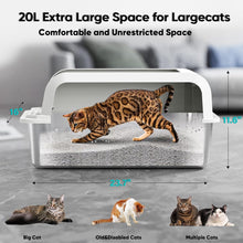 Extra Large Stainless Steel Cat Litter Box with High Sides, Double Layer Mat & Scoop – Non-Stick, Easy to Clean, Odor Resistant, Splash-Proof Design for Large, Elderly, or Multiple Cats – XL 20L Capacity